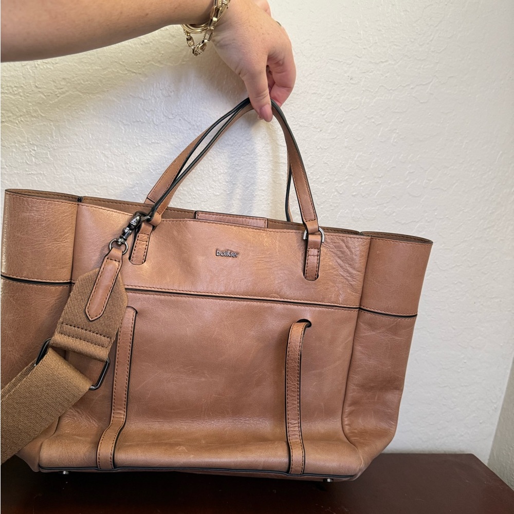 Fossil Tan Leather Tote Bag